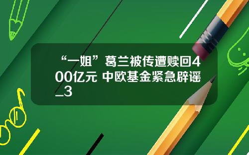 “一姐”葛兰被传遭赎回400亿元 中欧基金紧急辟谣_3