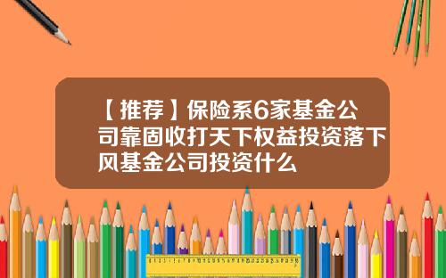 【推荐】保险系6家基金公司靠固收打天下权益投资落下风基金公司投资什么