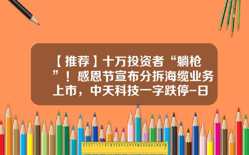 【推荐】十万投资者“躺枪”！感恩节宣布分拆海缆业务上市，中天科技一字跌停-日中天科技投资有限公司