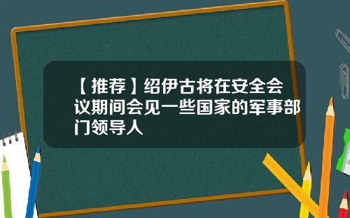 【推荐】绍伊古将在安全会议期间会见一些国家的军事部门领导人