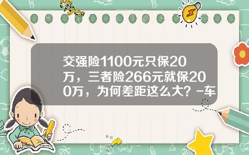 交强险1100元只保20万，三者险266元就保200万，为何差距这么大？-车险第三者保费多少【新闻】.