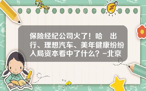 保险经纪公司火了！哈啰出行、理想汽车、美年健康纷纷入局资本看中了什么？-北京亿安可迅科技有限公司