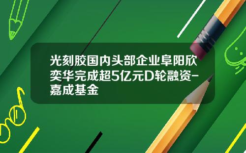光刻胶国内头部企业阜阳欣奕华完成超5亿元D轮融资-嘉成基金