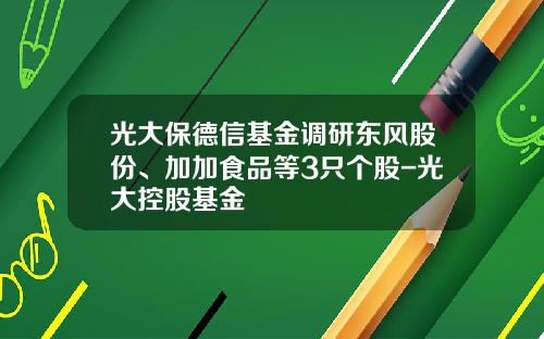 光大保德信基金调研东风股份、加加食品等3只个股-光大控股基金