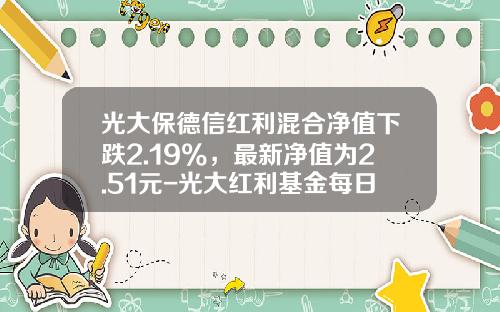 光大保德信红利混合净值下跌2.19%，最新净值为2.51元-光大红利基金每日净值