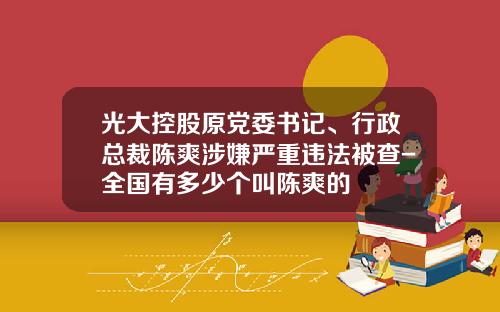 光大控股原党委书记、行政总裁陈爽涉嫌严重违法被查-全国有多少个叫陈爽的