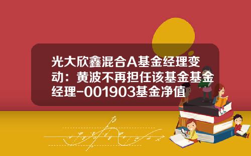 光大欣鑫混合A基金经理变动：黄波不再担任该基金基金经理-001903基金净值查询