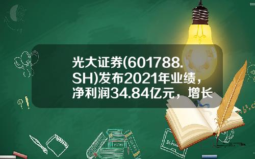 光大证券(601788.SH)发布2021年业绩，净利润34.84亿元，增长49.28%，每10股派2.28元-光大证券手续费多少