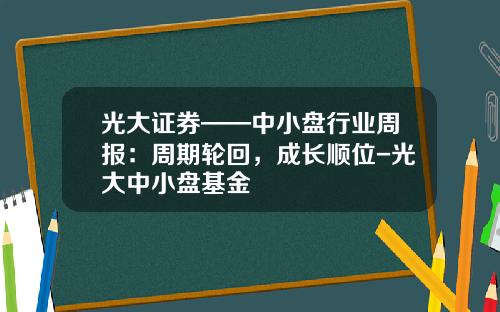 光大证券——中小盘行业周报：周期轮回，成长顺位-光大中小盘基金