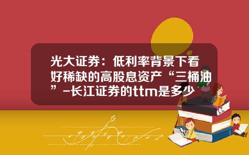 光大证券：低利率背景下看好稀缺的高股息资产“三桶油”-长江证券的ttm是多少