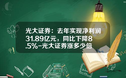 光大证券：去年实现净利润31.89亿元，同比下降8.5%-光大证券涨多少倍