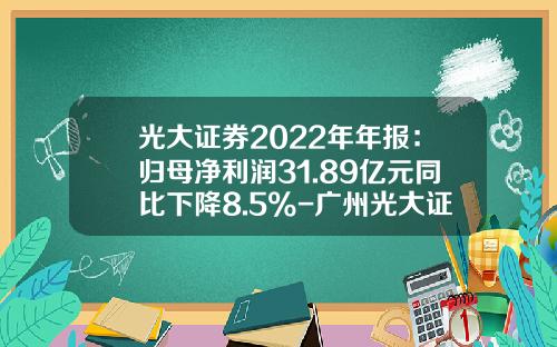 光大证券2022年年报：归母净利润31.89亿元同比下降8.5%-广州光大证券公司