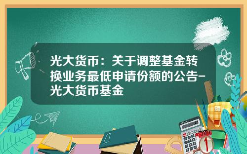 光大货币：关于调整基金转换业务最低申请份额的公告-光大货币基金