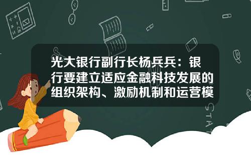 光大银行副行长杨兵兵：银行要建立适应金融科技发展的组织架构、激励机制和运营模式-金融公司的组织架构