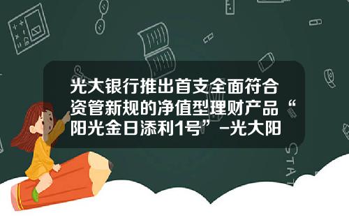 光大银行推出首支全面符合资管新规的净值型理财产品“阳光金日添利1号”-光大阳光一号基金