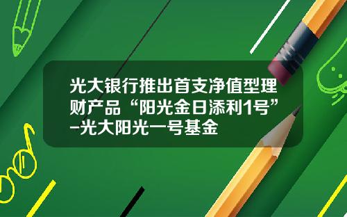 光大银行推出首支净值型理财产品“阳光金日添利1号”-光大阳光一号基金