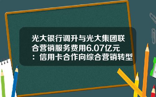 光大银行调升与光大集团联合营销服务费用6.07亿元：信用卡合作向综合营销转型-光大银行信用卡分期手续费是多少