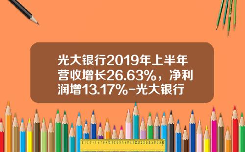 光大银行2019年上半年营收增长26.63%，净利润增13.17%-光大银行存贷通收益率多少