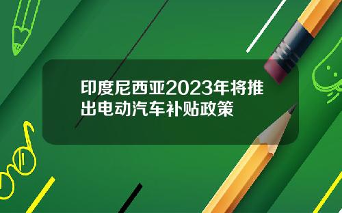 印度尼西亚2023年将推出电动汽车补贴政策