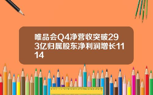 唯品会Q4净营收突破293亿归属股东净利润增长1114