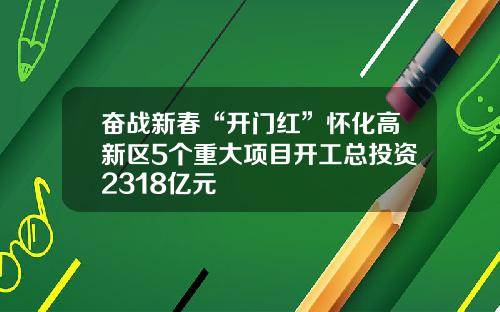 奋战新春“开门红”怀化高新区5个重大项目开工总投资2318亿元