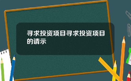 寻求投资项目寻求投资项目的请示