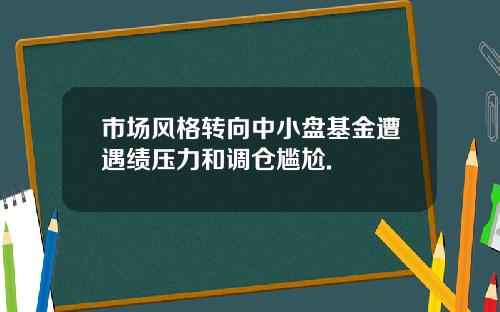 市场风格转向中小盘基金遭遇绩压力和调仓尴尬.