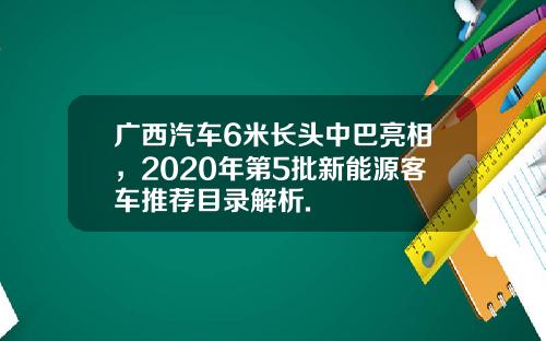 广西汽车6米长头中巴亮相，2020年第5批新能源客车推荐目录解析.