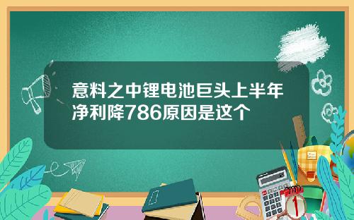 意料之中锂电池巨头上半年净利降786原因是这个