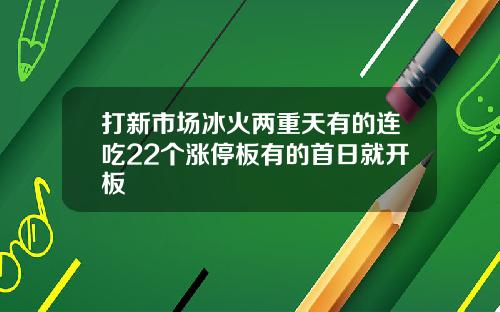 打新市场冰火两重天有的连吃22个涨停板有的首日就开板