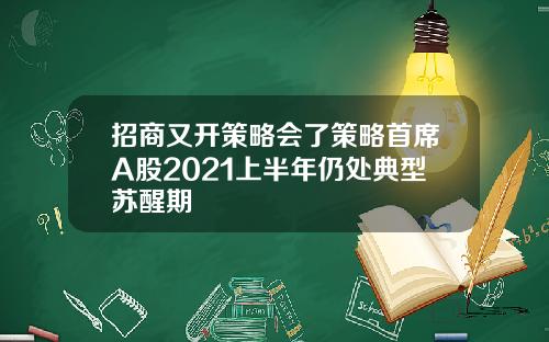 招商又开策略会了策略首席A股2021上半年仍处典型苏醒期