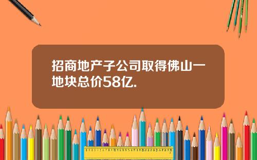 招商地产子公司取得佛山一地块总价58亿.
