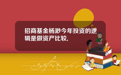 招商基金杨渺今年投资的逻辑是做资产比较.