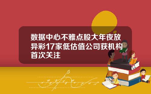 数据中心不雅点股大年夜放异彩17家低估值公司获机构首次关注