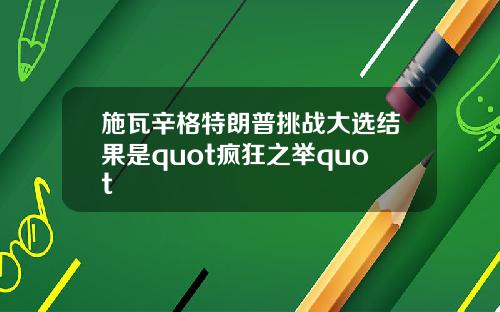 施瓦辛格特朗普挑战大选结果是quot疯狂之举quot