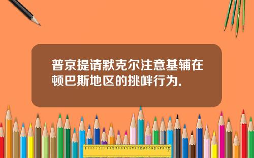 普京提请默克尔注意基辅在顿巴斯地区的挑衅行为.