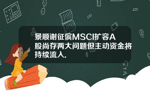 景顺谢征傧MSCI扩容A股尚存两大问题但主动资金将持续流入.