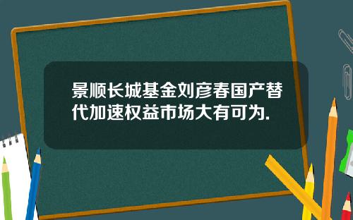 景顺长城基金刘彦春国产替代加速权益市场大有可为.