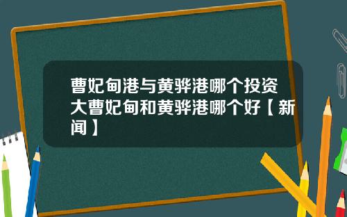曹妃甸港与黄骅港哪个投资大曹妃甸和黄骅港哪个好【新闻】