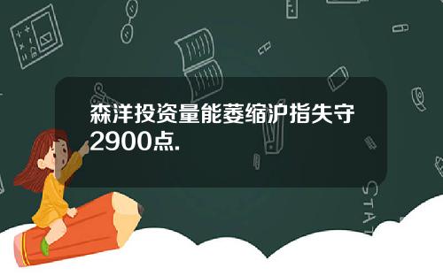 森洋投资量能萎缩沪指失守2900点.