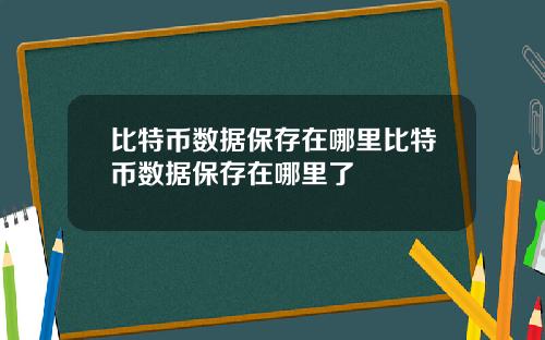 比特币数据保存在哪里比特币数据保存在哪里了