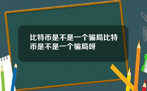 比特币是不是一个骗局比特币是不是一个骗局呀