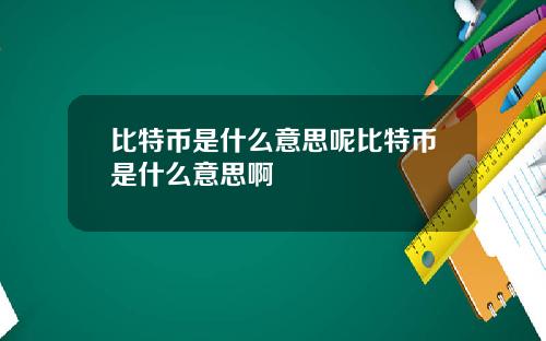 比特币是什么意思呢比特币是什么意思啊