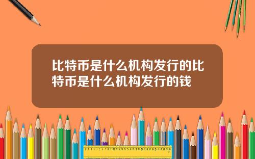 比特币是什么机构发行的比特币是什么机构发行的钱