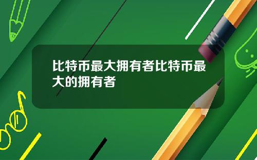 比特币最大拥有者比特币最大的拥有者