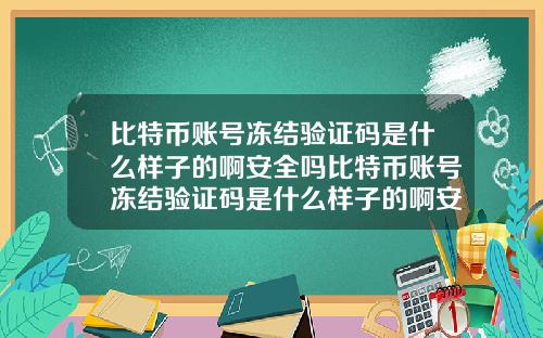 比特币账号冻结验证码是什么样子的啊安全吗比特币账号冻结验证码是什么样子的啊安全吗知乎