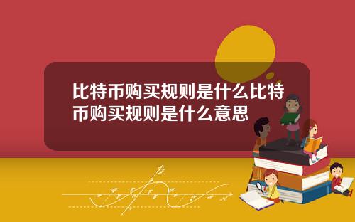比特币购买规则是什么比特币购买规则是什么意思