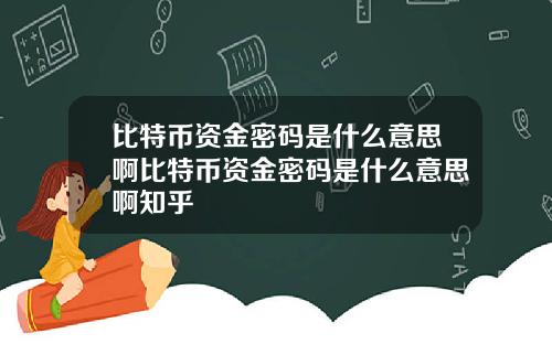 比特币资金密码是什么意思啊比特币资金密码是什么意思啊知乎