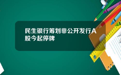 民生银行筹划非公开发行A股今起停牌