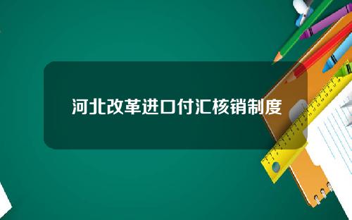 河北改革进口付汇核销制度